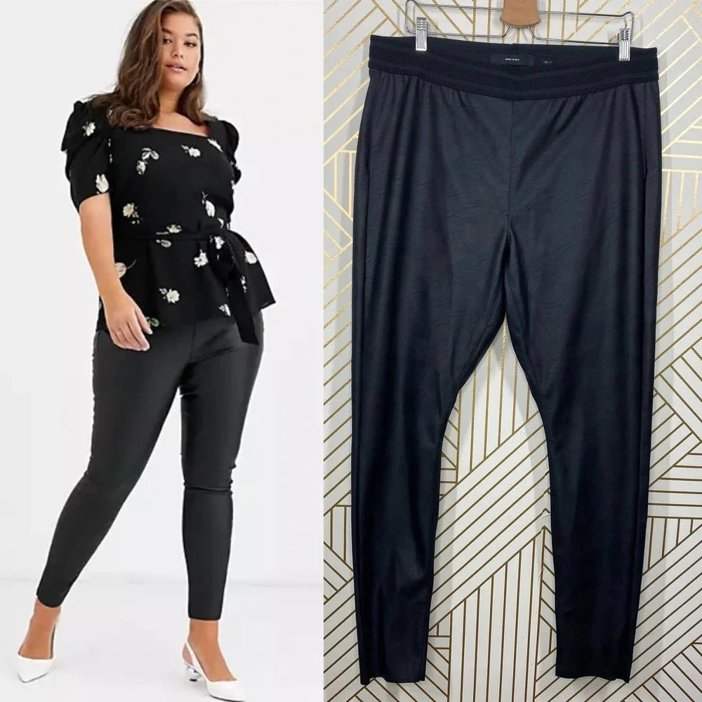 Vero Moda Curve Faux‎ Leather Pantalegging Black